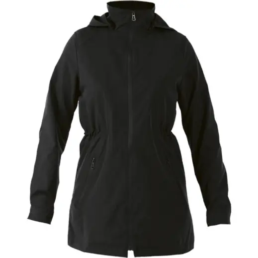 Ladies Water Resistant Rain Jacket Black Front
